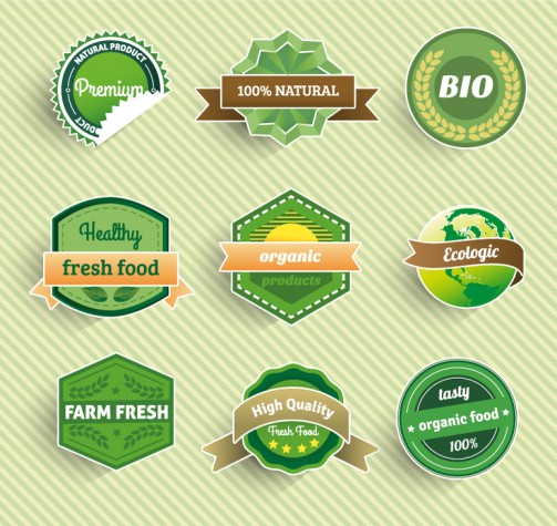 精致绿色食品标签标贴矢量素材素材