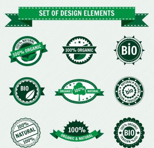 9款绿色有机食品标签矢量图16素材网精选