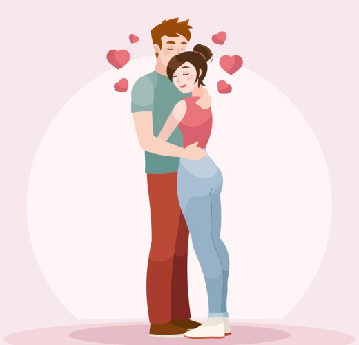 卡通拥抱的情侣矢量素材16图库网精选
