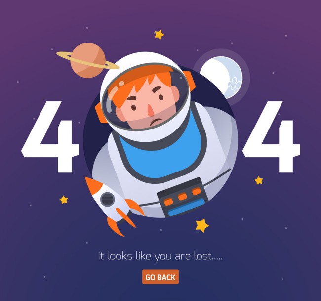 创意404错误页面宇航员矢量素材16图库网精选