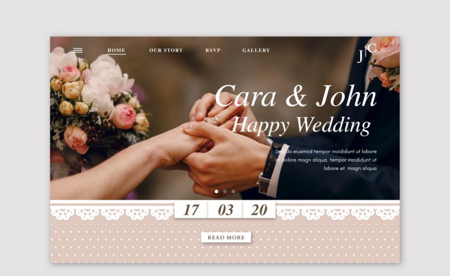 创意新人手臂婚礼网站登陆页矢量素材16图库网精选