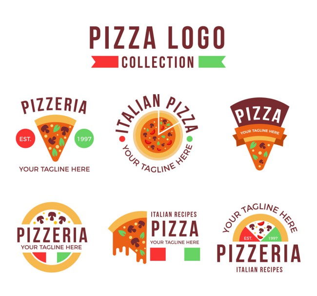 6款彩色披萨标志设计矢量素材16设计网精选