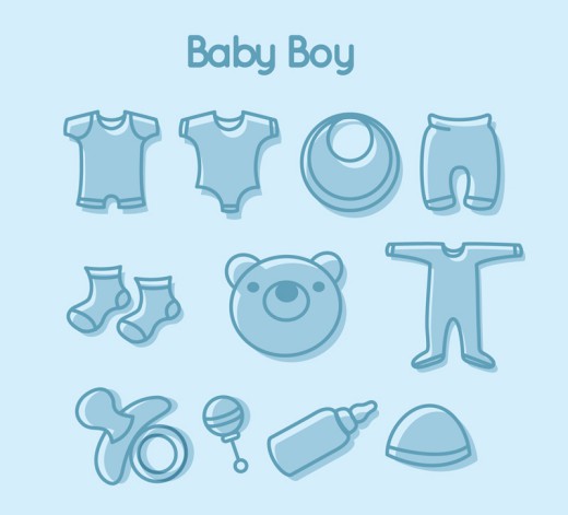 11款蓝色男婴用品图标矢量素材16素材网精选