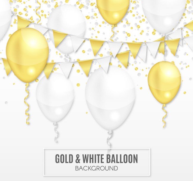 金色和白色节日气球矢量素材16素材网精选