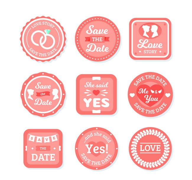 9款粉色婚礼标签设计矢量素材16图库网精选