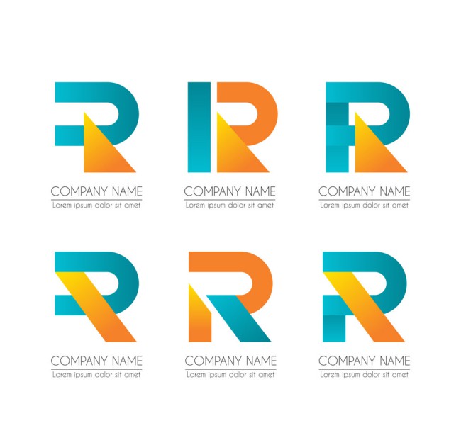 6款彩色字母R商务标志矢量图素材天