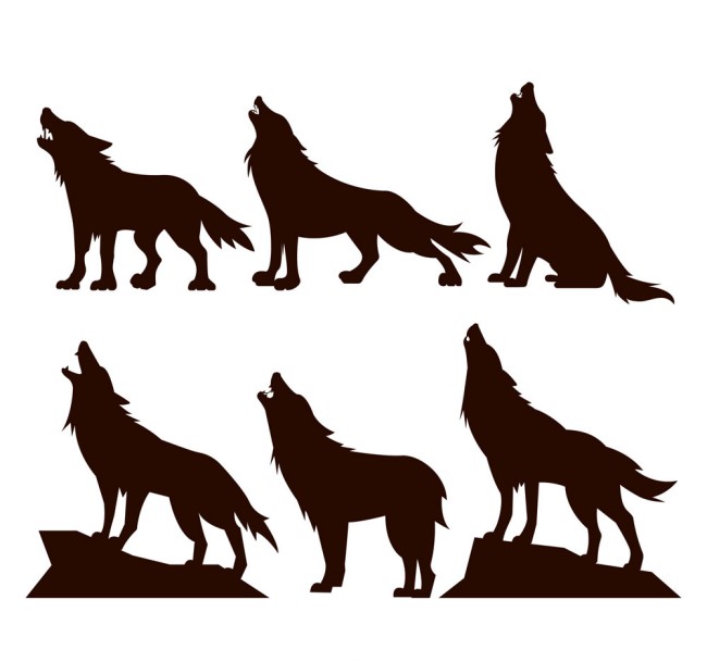 6款创意黑色狼剪影矢量素材16图库网精选