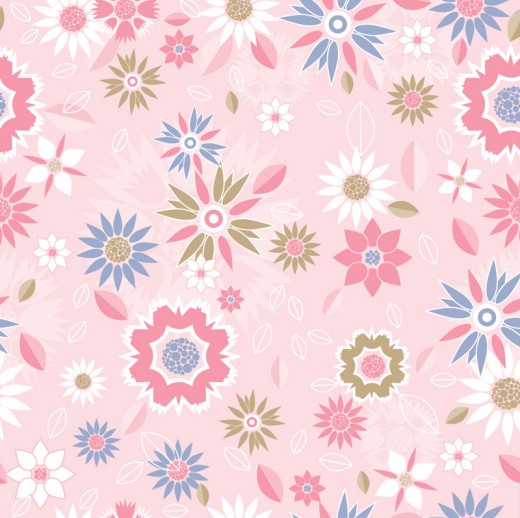 粉色系花朵无缝背景矢量素材16素材