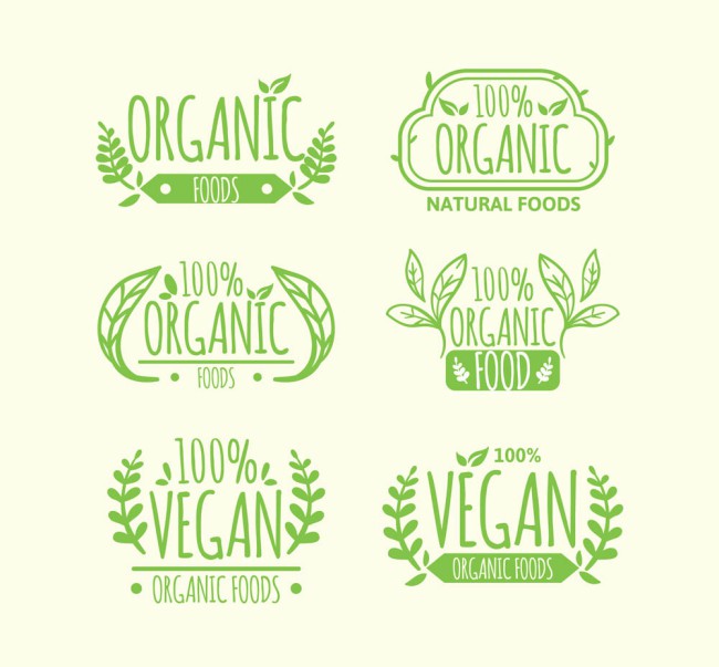 6款绿色有机食品标签矢量图16素材网精选