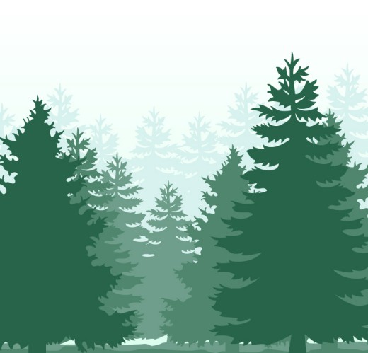 绿色森林剪影矢量素材16素材网精选