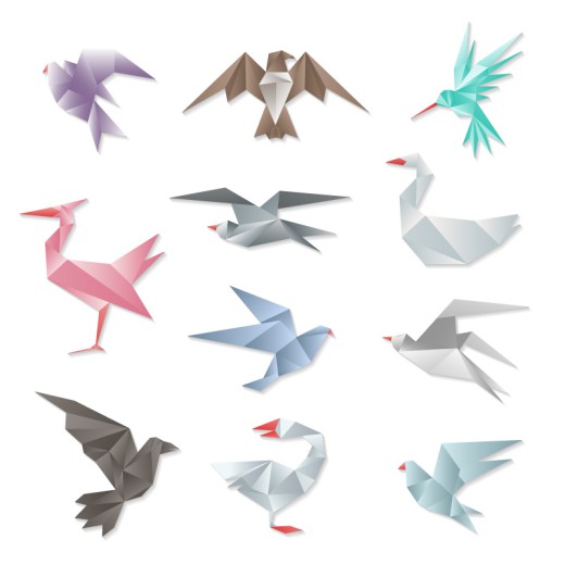 11款彩色折纸鸟类矢量素材16图库网精选