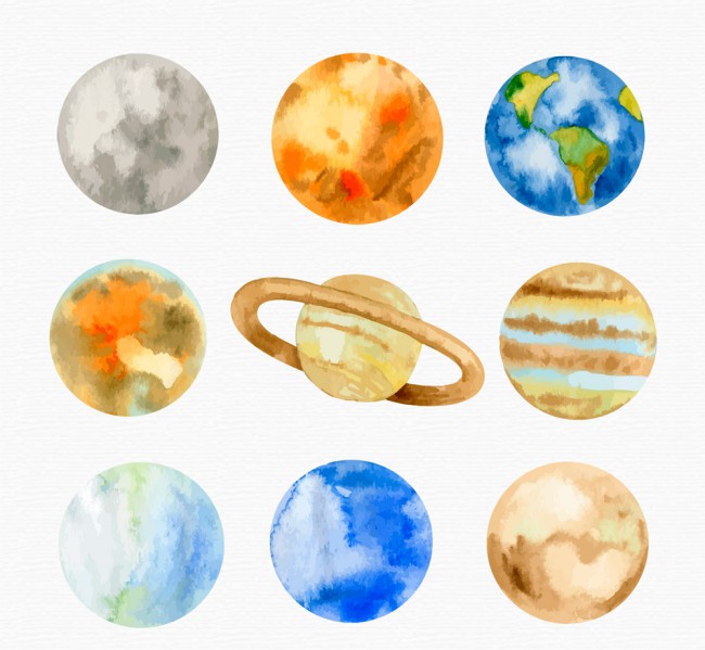 彩色太阳系行星矢量素材16素材网精选