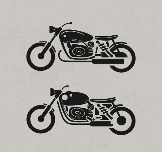2款时尚摩托车剪影矢量图素材天下精选