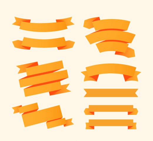 9款橙色丝带条幅矢量素材普贤居素材网精选