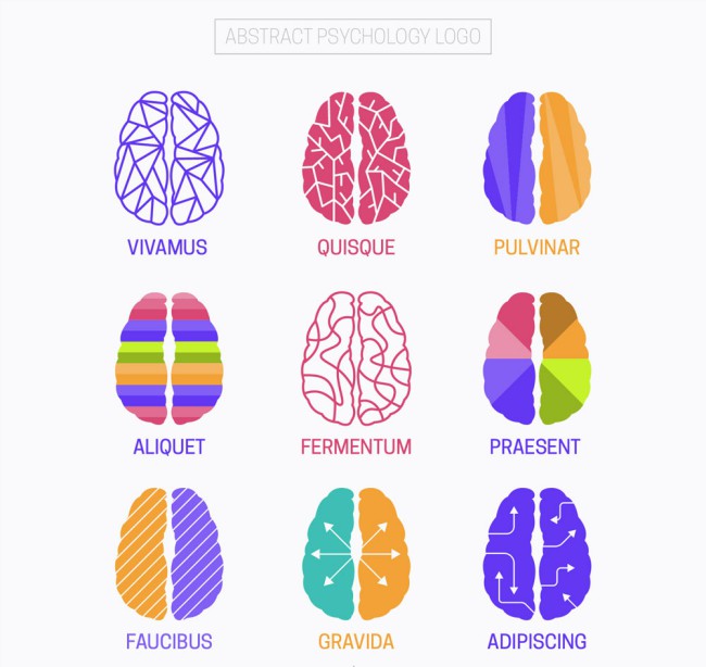 9款彩色大脑心理学标志矢量图素材中国网精选