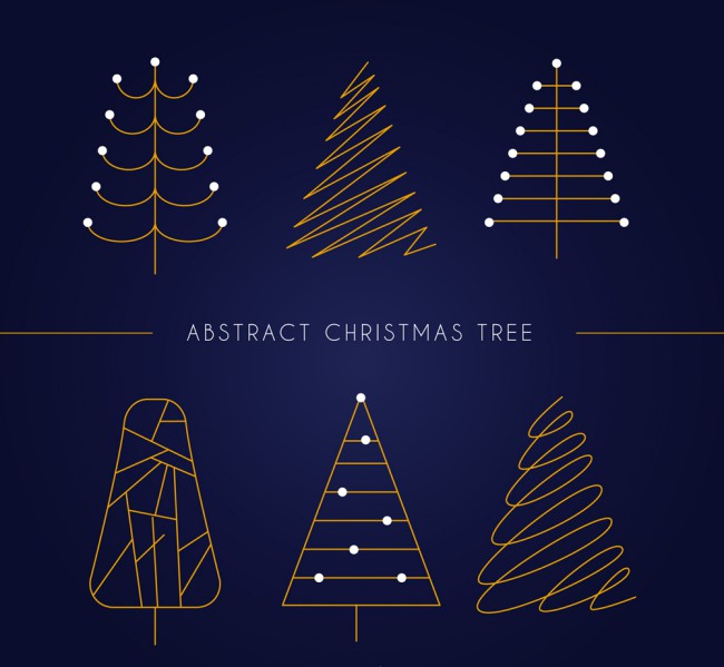 6款抽象圣诞树设计矢量素材普贤居素材网精选