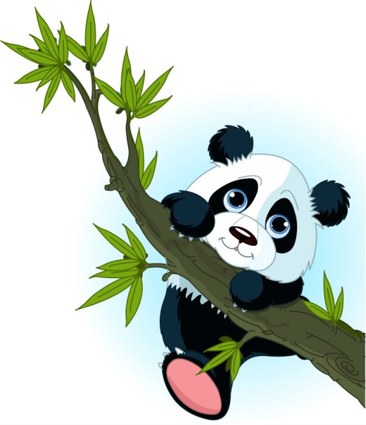 卡通爬树枝的熊猫矢量素材16图库网精选