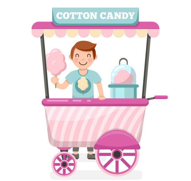 粉色棉花糖车和男子矢量素材16图库网精选