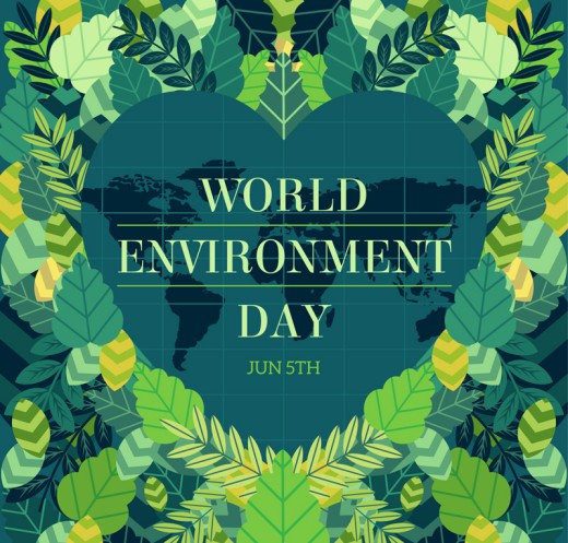 绿色植物世界环境日海报矢量素材素