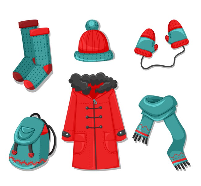 6款彩色冬季服装和配饰矢量图16图库网精选