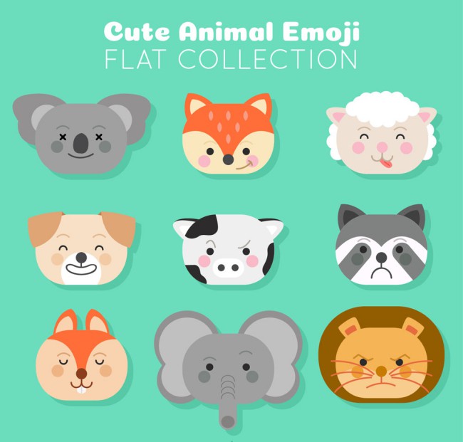 9款可爱动物表情头像矢量素材16图库网精选