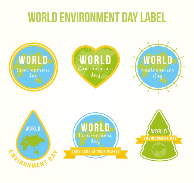 6款创意世界环境日标签矢量图16素材网精选