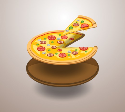 切开的美味披萨矢量素材16素材网精选