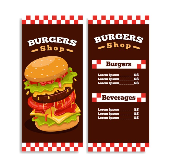 彩色汉堡包菜单设计矢量素材16图库网精选