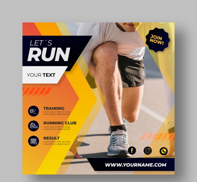 创意跑步男子健身传单矢量素材16图库网精选