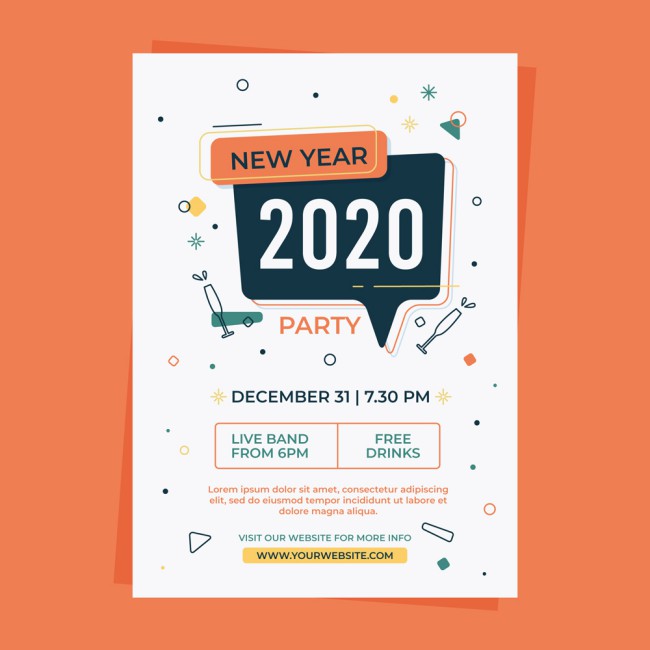 简洁2020年新年派对传单矢量图素材