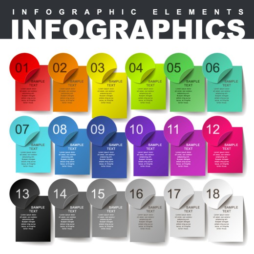 彩色商务信息贴纸矢量素材16设计网精选