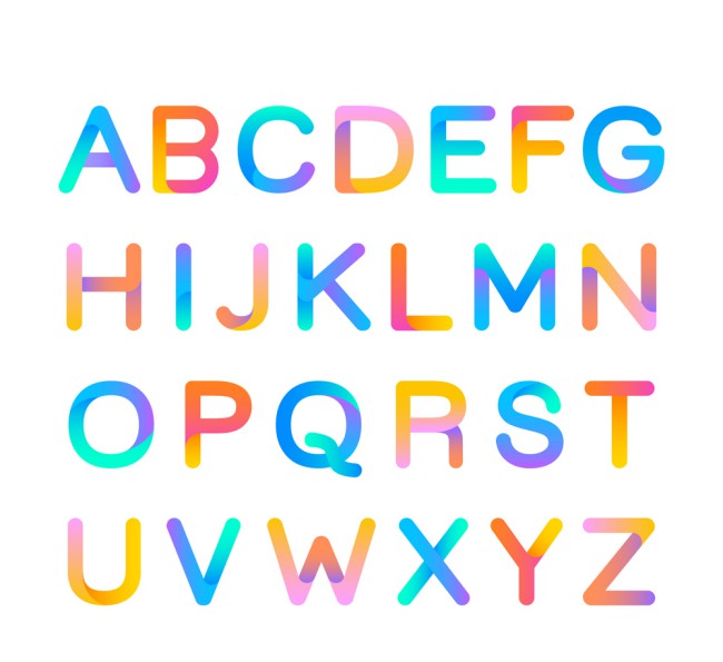26个彩色英文字母设计矢量素材普贤居素材网精选