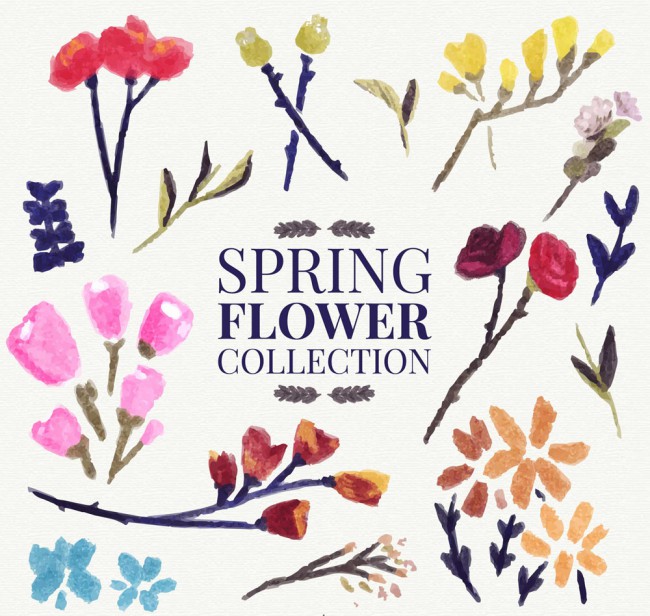 15款彩绘春季花卉矢量素材16图库网精选