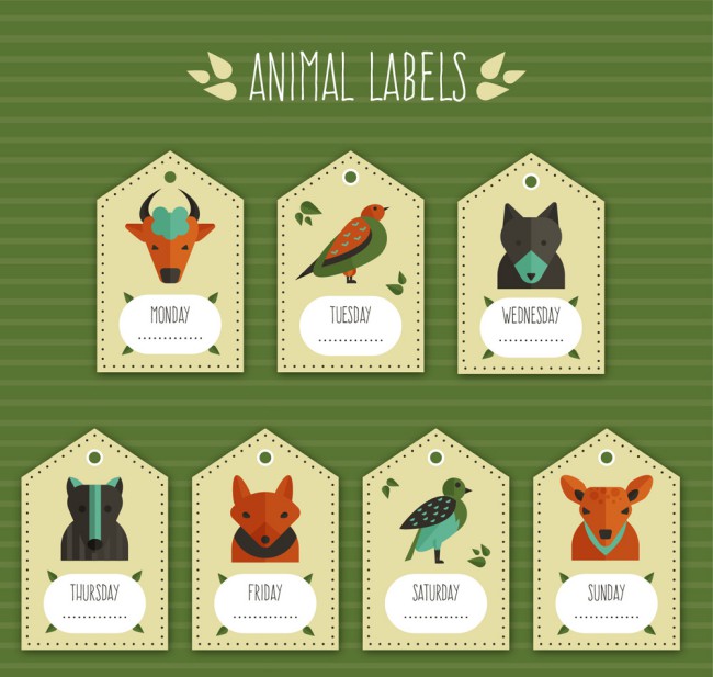 7款创意动物吊牌标签矢量素材16图库网精选