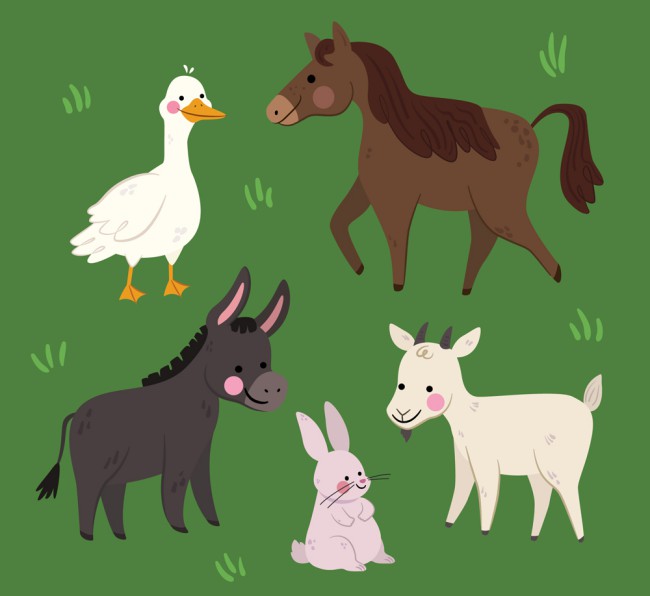 5款可爱农场动物设计矢量素材16图库网精选