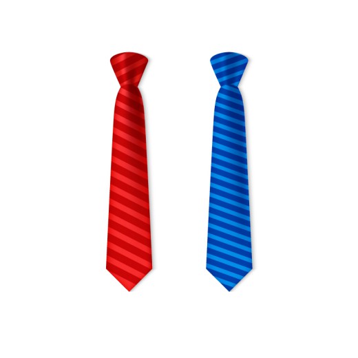 红色和蓝色条纹领带矢量图素材天下