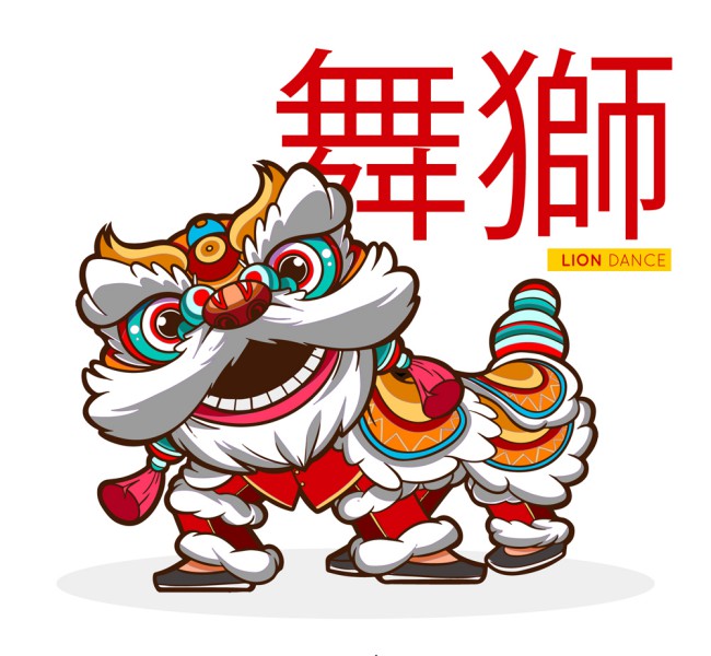 卡通白色春节舞狮矢量素材素材中国网精选