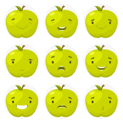 9款绿色苹果表情矢量素材16素材网精选