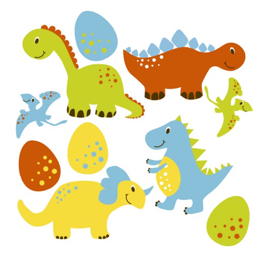 6款卡通恐龙和恐龙蛋设计矢量素材