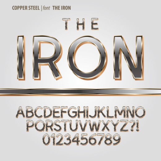 金属质感字体设计矢量素材普贤居素