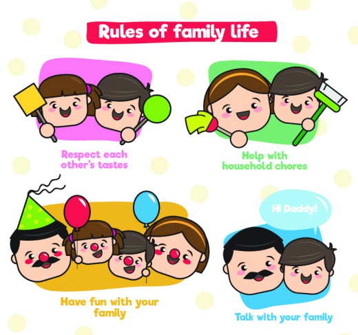 4款家庭生活法则标签矢量图普贤居素材网精选