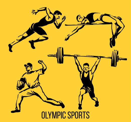 4款手绘奥运会男运动员矢量素材普