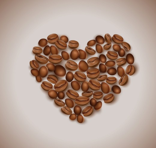 咖啡豆组合爱心矢量图16设计网精选