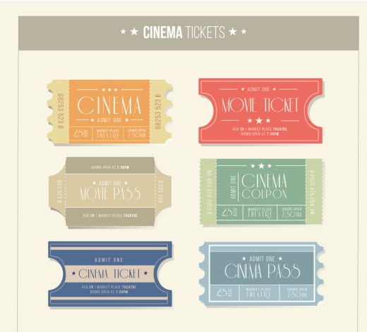 6款纸质电影票设计矢量素材16设计
