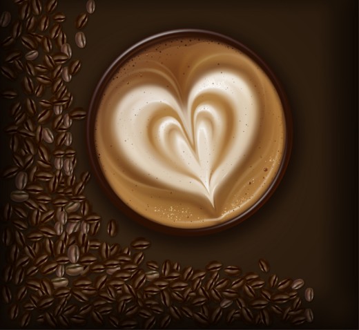 美味花式咖啡和咖啡豆矢量图16图库