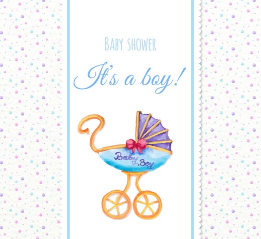 可爱婴儿车迎婴派对邀请卡矢量图素材中国网精选