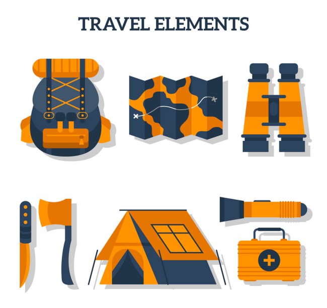 8款橙色野营物品设计矢量素材16图库网精选
