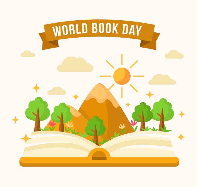 创意世界图书日掀开书本里的自然矢量图16设计网精选