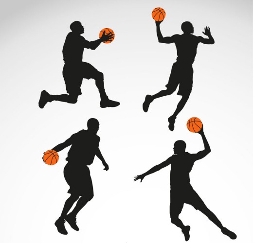 4款篮球男子剪影矢量图普贤居素材网精选
