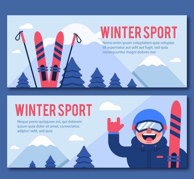2款创意冬季运动banner矢量素材16图库网精选